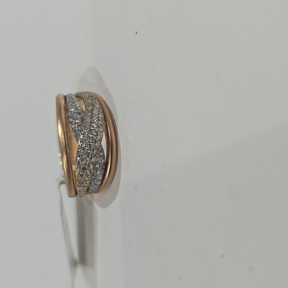 NWT ✅18K YG Diamond Ring Set in Pavé brilliant-cut diamonds, .91ctw SZ 7 ⭐ NEW